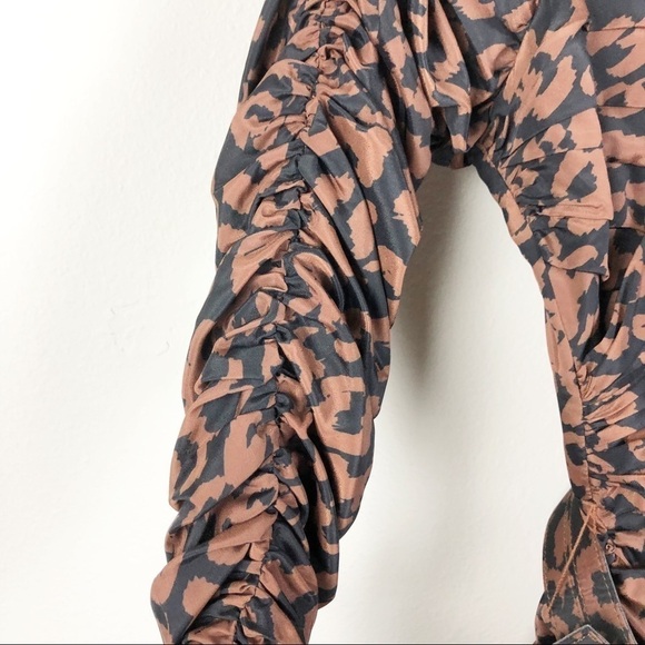 Nicholas Gathered Ruched Belted Leopard Print Mini Dress Brown Cocktail Party - Picture 5 of 9